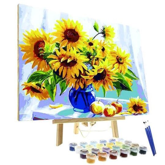 Paint By Numbers Kit Blue Vase with Sunflowers - Picture 1 of 4